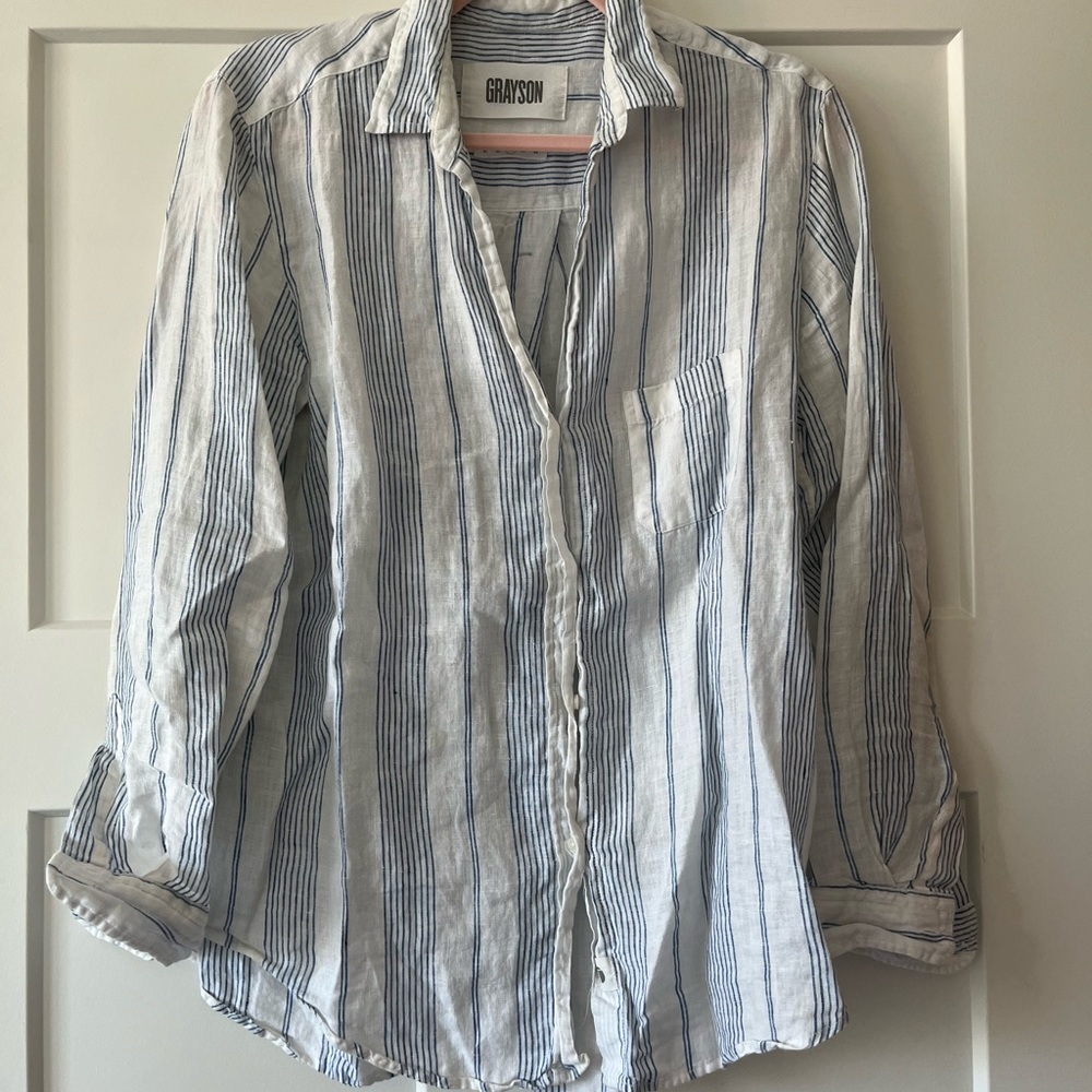 Grayson Threads Navy and White Striped Shirt